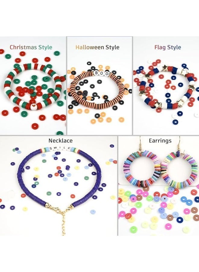 TDOO Bracelet Making Kit, 10,000 Pcs Polymer Clay Beads, 48 Colors Round Letter Beads Jewelry Making Kit Friendship Bracelets Heshi Beads with Charms Strings Crafts Gift for Girls Adults (3 Boxes) - Image 2